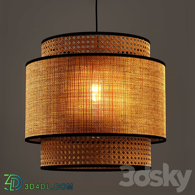 Raffia and rattan lampshade Dolkie Pendant light 3D Models