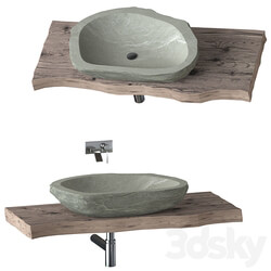 Stone washbasin with slab top 