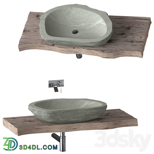 Stone washbasin with slab top