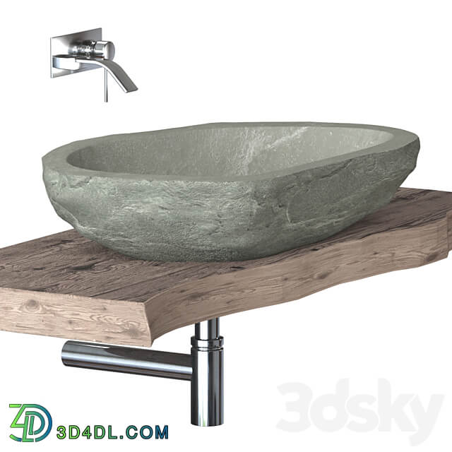 Stone washbasin with slab top