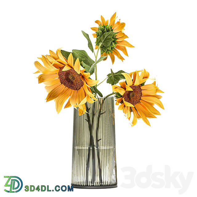 Set of yellow bouquets of flowers 119. Sunflower vase flowers bouquets yellow flowers decorative decor decoration 3D Models