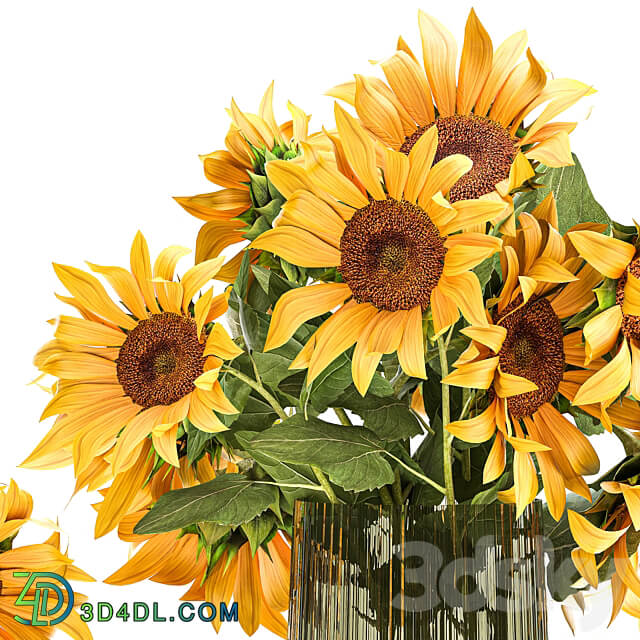 Set of yellow bouquets of flowers 119. Sunflower vase flowers bouquets yellow flowers decorative decor decoration 3D Models