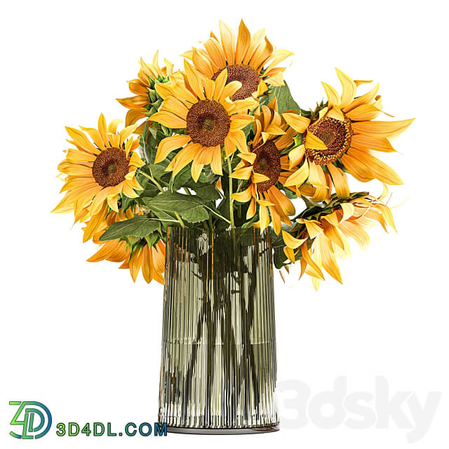 Set of yellow bouquets of flowers 119. Sunflower vase flowers bouquets yellow flowers decorative decor decoration 3D Models