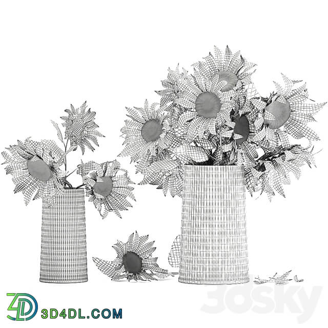 Set of yellow bouquets of flowers 119. Sunflower vase flowers bouquets yellow flowers decorative decor decoration 3D Models