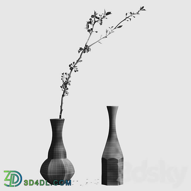 Aluminum vases with cherry branch by ZARA HOME