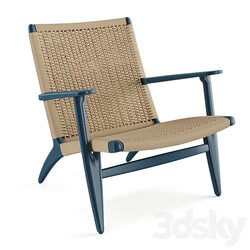 CH25 Rattan Blue Lounge Chair of Carl Hansen 