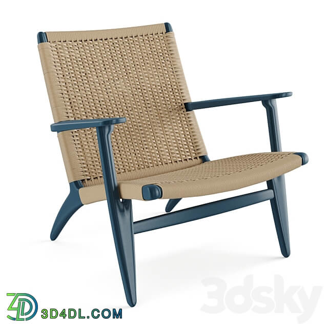 CH25 Rattan Blue Lounge Chair of Carl Hansen