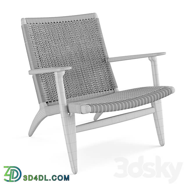 CH25 Rattan Blue Lounge Chair of Carl Hansen