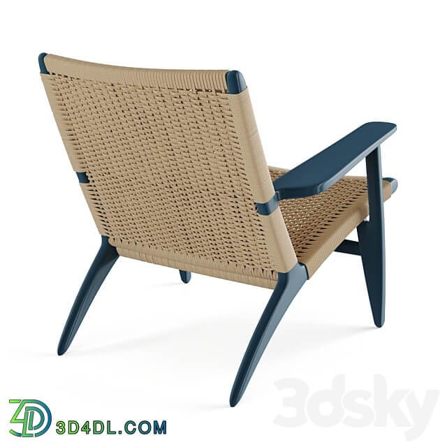 CH25 Rattan Blue Lounge Chair of Carl Hansen