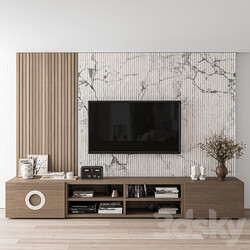 TV Wall Stone and Wood Set 16 