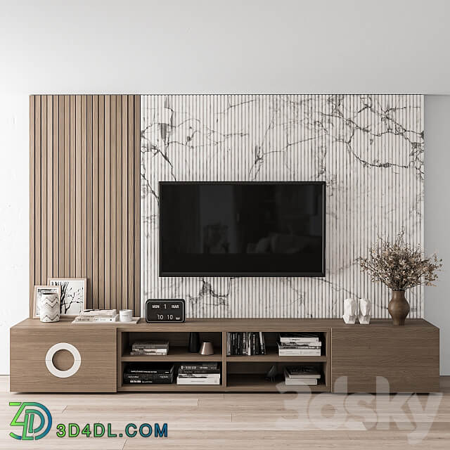 TV Wall Stone and Wood Set 16