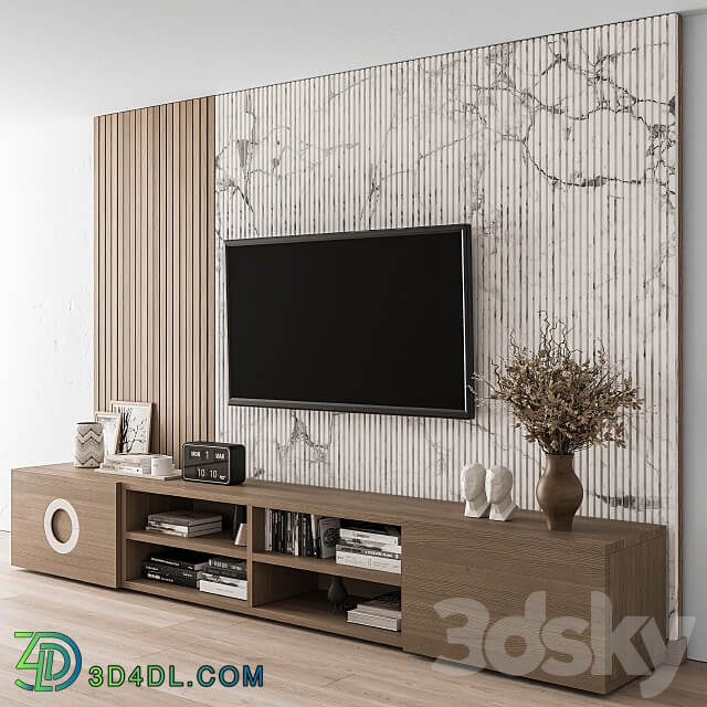 TV Wall Stone and Wood Set 16