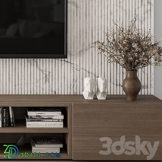 TV Wall Stone and Wood Set 16