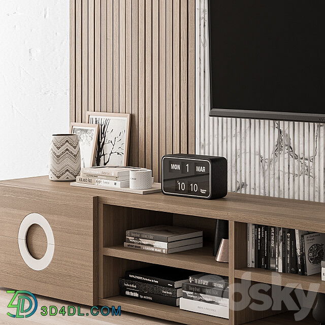 TV Wall Stone and Wood Set 16