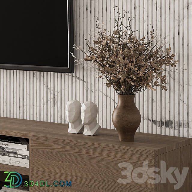 TV Wall Stone and Wood Set 16