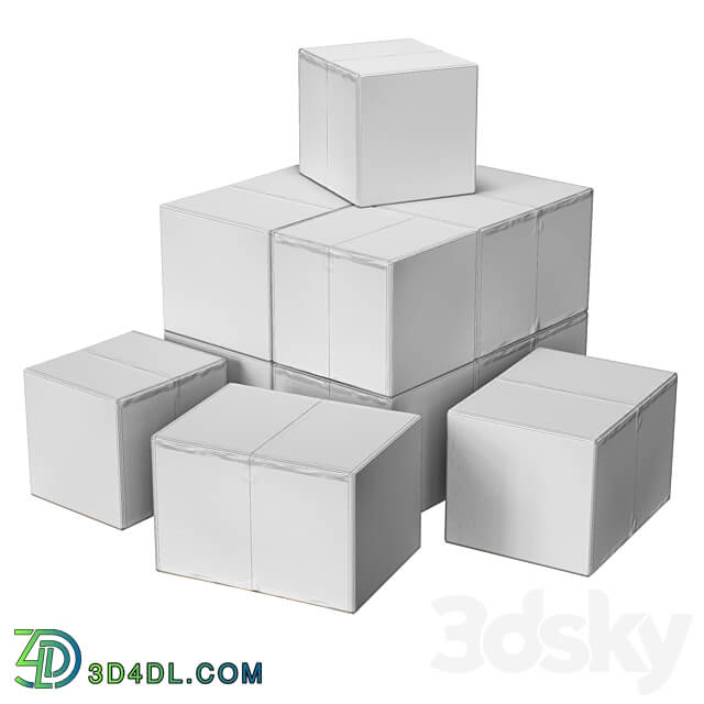 Miscellaneous Low Poly Cardboard Boxes