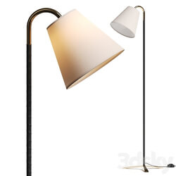 CB2 Barnes Brass And Black Leather Floor Lamp 