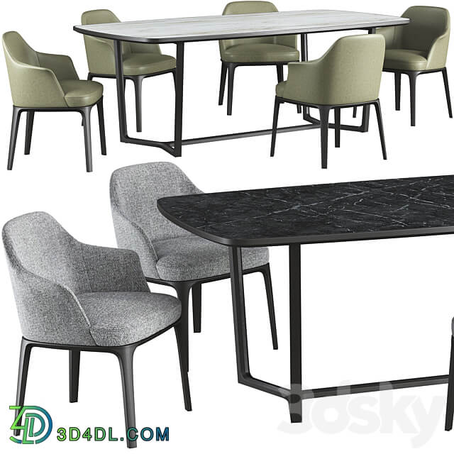 Table Chair Dining table Poliform Concorde and chair Poliform Sophie