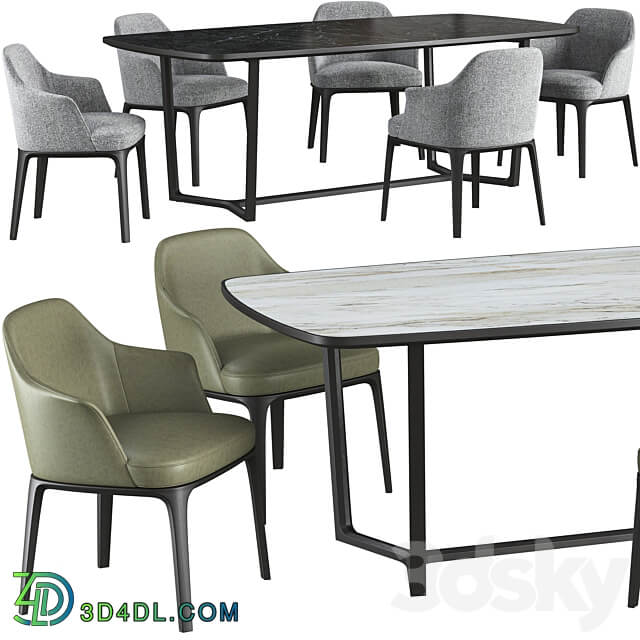 Table Chair Dining table Poliform Concorde and chair Poliform Sophie