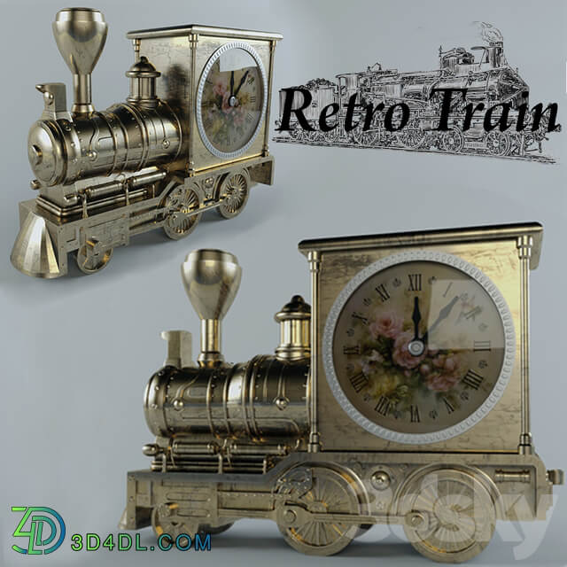 Watch Retro Train Watches Clocks 3D Models