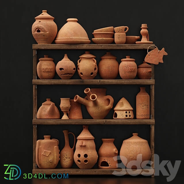 Dishes clay n20 Clay crockery shelf no.20