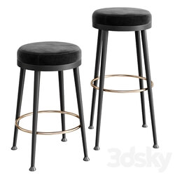 ATLAS BLACK VELVET BAR STOOLS 