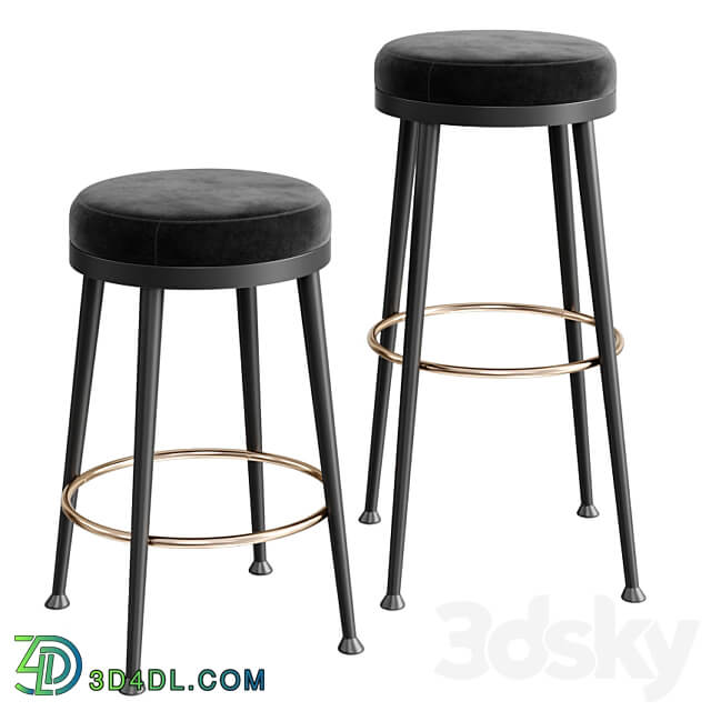 ATLAS BLACK VELVET BAR STOOLS