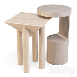 Crate and Barrel Hout and Flora Side Tables 