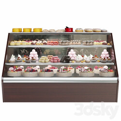 Confectionery. Refrigerator with sweets and desserts. Cake 3D Models 