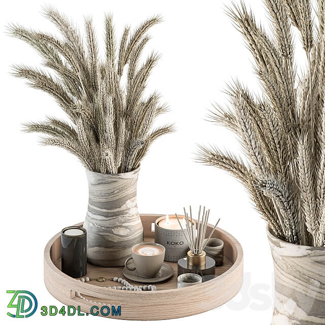 White Decorative Set with Wheat Set 75