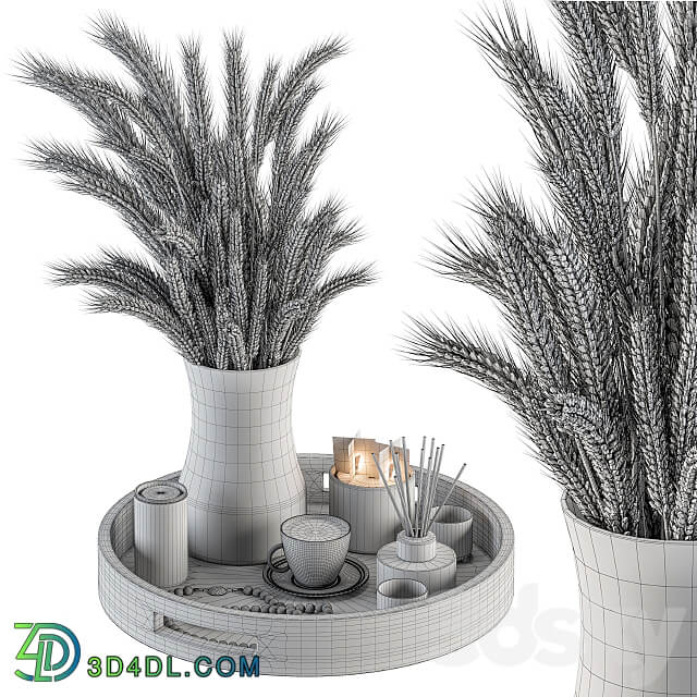 White Decorative Set with Wheat Set 75