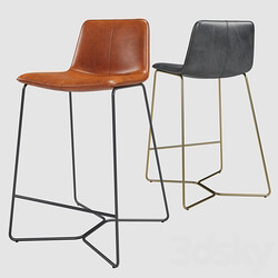 Westelm Slope Leather Bar Stool 