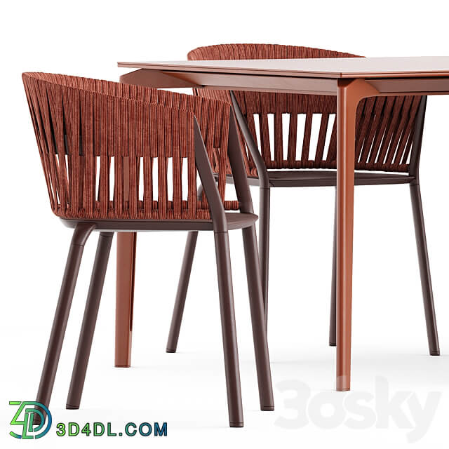 Table Chair AllSize table and Ria Dining armchair with woven rope by Fast