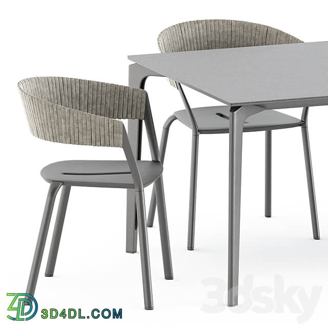 Table Chair AllSize table and Ria Dining armchair with woven rope by Fast