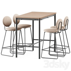 Table Chair Tommaryd wooden table by Ikea and Gemma Bar Chair by Baxter 