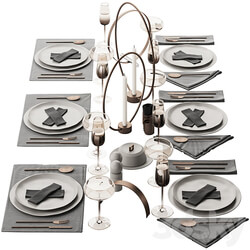 064 Tableware decor set 02 biege and bronze 00 