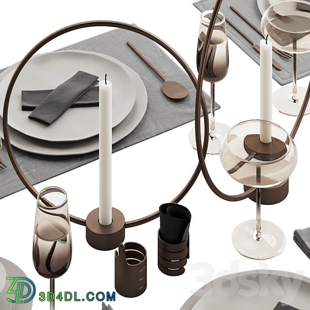 064 Tableware decor set 02 biege and bronze 00