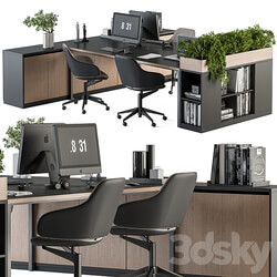 Office Furniture with Plant Box employee Set 48 