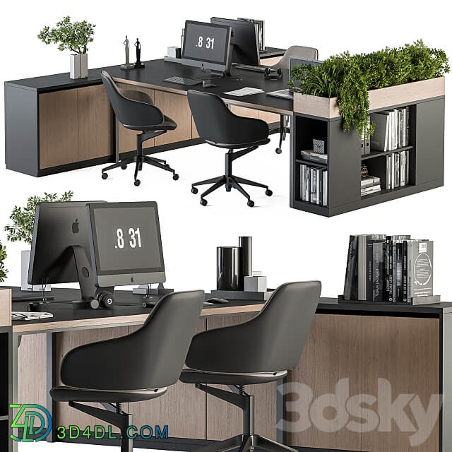 Office Furniture with Plant Box employee Set 48