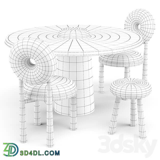 Emmanuelle Simon Baba Dining Set Table Chair 3D Models