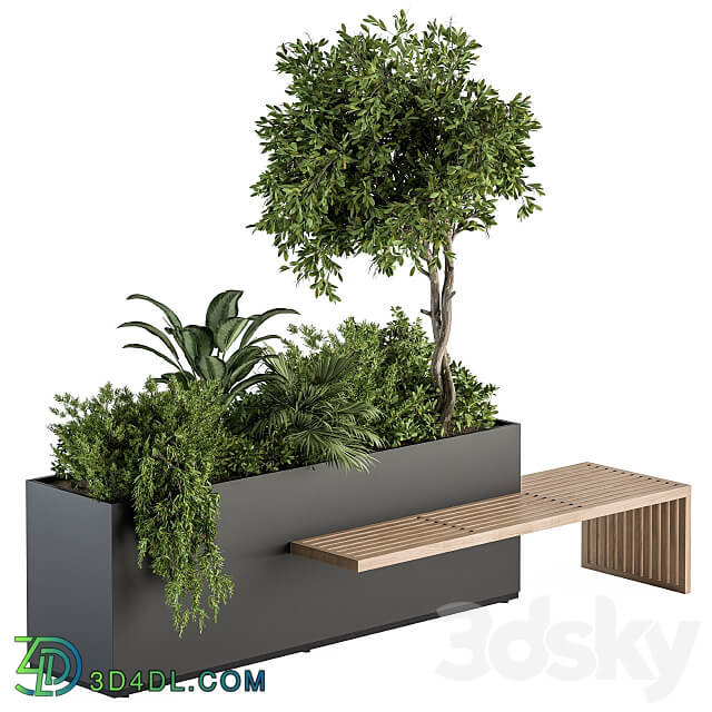 Urban Furniture Plant Box with Bench Set 28 3D Models 3DSKY
