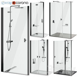 Shower doors Radaway Nes 8 Black set 140 3D Models 3DSKY 