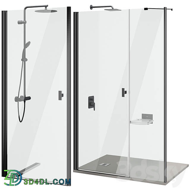 Shower doors Radaway Nes 8 Black set 140 3D Models 3DSKY