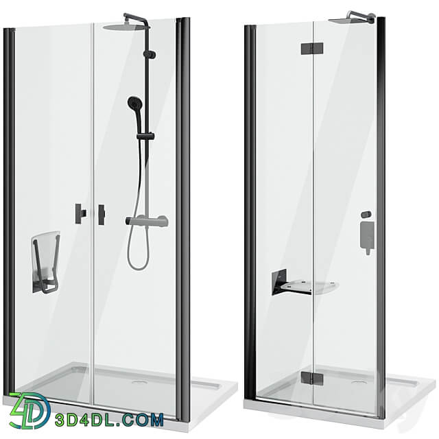 Shower doors Radaway Nes 8 Black set 140 3D Models 3DSKY