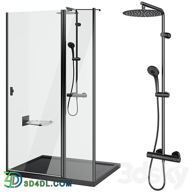 Shower doors Radaway Nes 8 Black set 140 3D Models 3DSKY