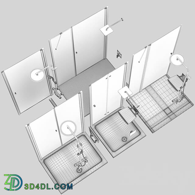 Shower doors Radaway Nes 8 Black set 140 3D Models 3DSKY