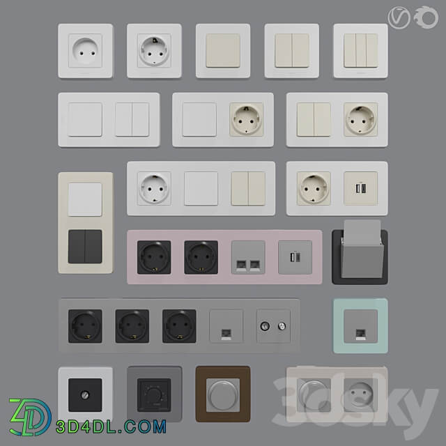 Legrand Inspiria sockets and switches Miscellaneous 3D Models 3DSKY