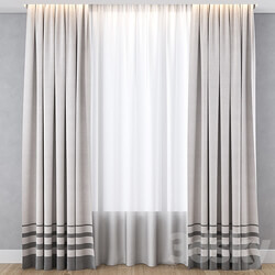 Curtain with gray stripes 3D Models 3DSKY 