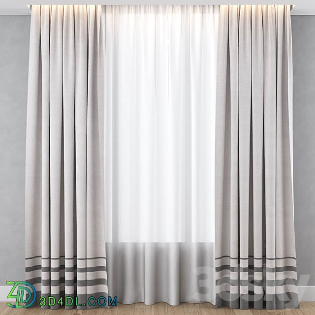 Curtain with gray stripes 3D Models 3DSKY