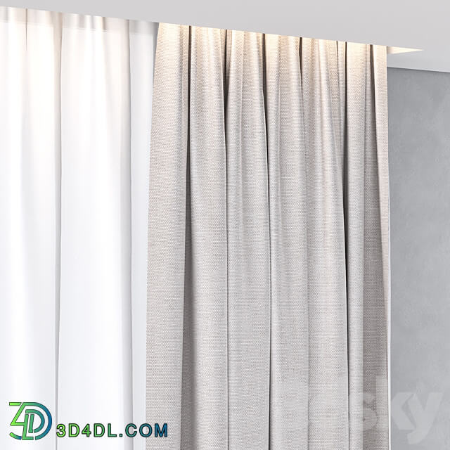 Curtain with gray stripes 3D Models 3DSKY